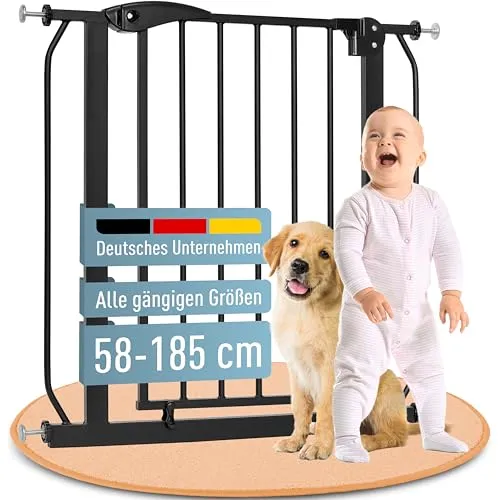 ib style Treppenschutzgitter Berrin - Sicheres Türschutzgitter für Babys und Hunde, ohne Bohren, 165-175 cm - Schnelle Montage ohne Bohren! Das praktische Klemmgitter bietet optimalen Halt und Sicherheit für Ihre Kleinen. Mit cleverer 90°-Stop-Funktion und automatischem Schließen für mehr Komfort.