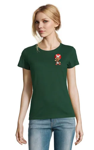 Blondie & Brownie T-Shirt Mario Luigi Toad Super Wario Yoshi Peach Patch Damen Streetwear Shirts (Einzelstück, Einzelartikel) Toad Patch Retro Damen Streetwear Shirts