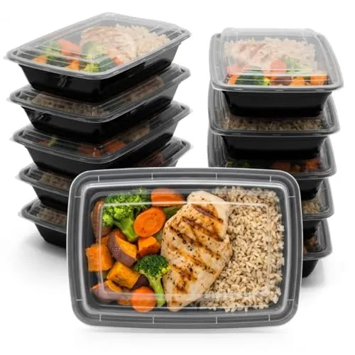 BigDean Wiederverwendbare Meal Prep Boxen mit Deckel (10 Stück) – robuste Mealprepboxen, stapelbare Meal Prep Dosen & Essensbox – mikrowellen-, gefrier- & spülmaschinengeeignet – perfekt fürs Mealprep