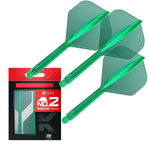 Target Darts K Flex Integrierter Dart-Flug und -Schaft, Nr. 2 Grün (Mittel) | 3er-Pack K-Flex - Nr. 2, Präzisionsgeformte 2-in-1-Dart-Flüge und Dart-Schäfte | Professionelles Dart-Zubehör