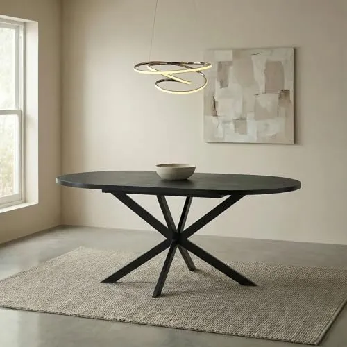 IDIMEX Esstisch Chester rund 120 cm – Ausziehbar bis 160 cm, Schwarz - Moderner, runder Esstisch mit ausziehbarem Design, ideal für 4 bis 6 Personen. Kompakte Maße und integrierte Erweiterungsplatte sorgen für Flexibilität und pflegeleichte Oberfläche in Holzoptik.