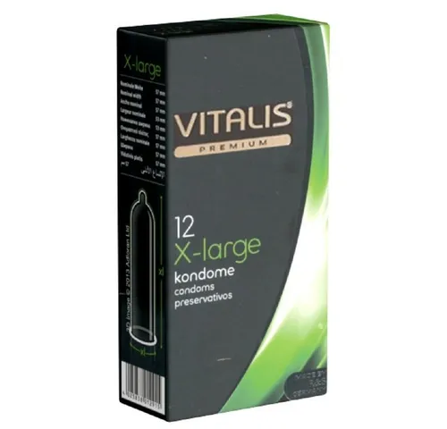 VITALIS XXL-Kondome PREMIUM X-Large (extra lange Kondome) Packung mit, 12 St., Kondome mit etwas mehr Umfang, passend für den großen Penis, zuverlässig, sicher und angenehm im Gebrauch