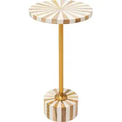 Kare Design Beistelltisch Domero Cirque Weiß/Gold - Beistelltisch fürs Wohnzimmer mit handgearbeiteten Mustern, ideal für kleine Räume und vielseitig kombinierbar, Höhe 50 cm, Durchmesser 25 cm.