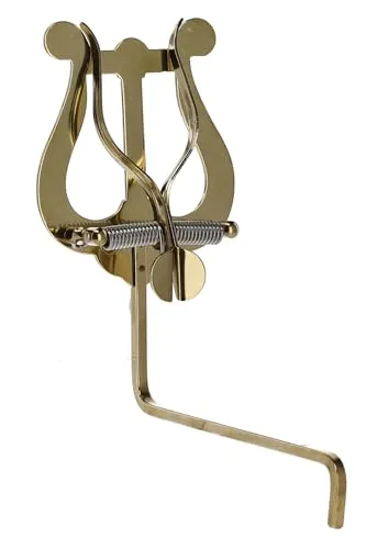 GEWA Marschnotenhalter Saxophon - Messing - Mittelgroße Lyra - Marschgabeln aus robustem Messing mit 2 Drückern für einfache Befestigung. Ideal für Blasmusiker bei Marschmusik und Open-Air-Veranstaltungen.