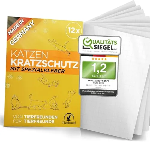 Tierhood Kratzschutz Katze - Selbstklebende Anti-Kratz Folie für Möbel - Schützen Sie Ihre Möbel zuverlässig mit der selbstklebenden Anti-Kratz Folie von Tierhood. Einfach anzubringen und nahezu unsichtbar, sorgt sie für langanhaltenden Schutz vor Katzenkrallen. Ideal für Sofas, Türen und Wände.