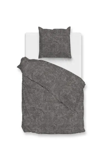ZO HOME Cotton Bettwäsche 135x200 Paisley di Lino Dark Grey - Hochwertige 2-teilige Bettwäsche aus 100% Baumwolle, pflegeleicht und hautfreundlich, ideal für einen erholsamen Schlaf.