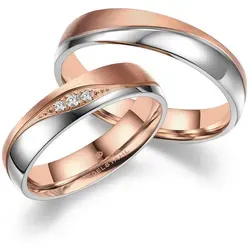 MARRYA Partnerring Edelstahl Ringe Trauringe Eheringe Partnerringe rosa|silberfarben 54