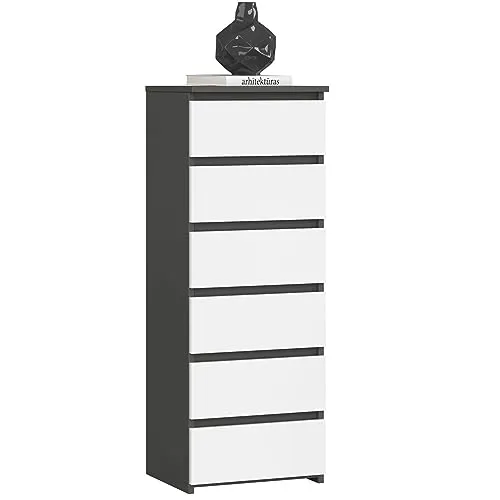 Kommode mit 6 Schubladen – Eleganter Organizer für Schlafzimmer und Flur - Kommoden & Sideboards – Robuste Konstruktion mit 6 Schubladen für großzügigen Stauraum und mühelosen Zugang dank Metall-Rollenführungen.