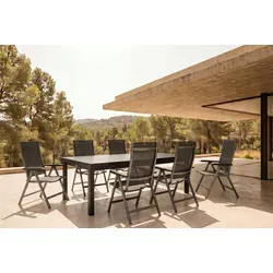 KETTLER BasicPlus Premium Garten-Essgruppe, anthrazit, Alu/Textilene, Tisch 180/240 cm, 8 Klappstühle