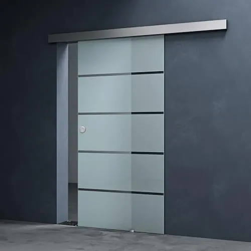 Mai & Mai Glasschiebetür Amalfi Softclose 90x205cm - Schiebetür aus 8mm ESG-Sicherheitsglas mit Softclose-Automatik für sanftes Öffnen und Schließen, inkl. hochwertigem Muschelgriff und Bodenführung, ideal für moderne Wohnräume.