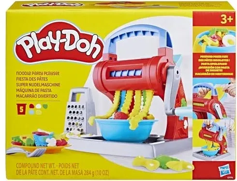 Play-Doh E7776 Kitchen Creations Super Nudelmaschine - Knete und forme kreative Nudelgerichte mit dieser einfach zu bedienenden Nudelmaschine für Kinder ab 3 Jahren. Enthält 5 Play-Doh Farben und realistische Küchenaccessoires.