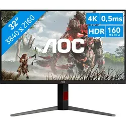 AOC U32G4U 32 Zoll 4K Gaming-Monitor - Erlebe Gaming in neuer Dimension mit dem AOC U32G4U. 4K bei 160Hz und Full-HD bei 320Hz sorgen für flüssige Action und realistische Farben aus jedem Winkel. Ergonomisch anpassbar für höchsten Komfort.