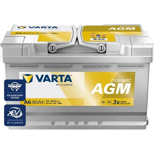 VARTA Silver Dynamic AGM Autobatterie A6 80 - Batterien für optimale Leistung, speziell entwickelt für Start-Stop-Technologie und langlebige Energieversorgung.