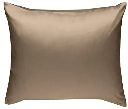 Bettwaesche-mit-Stil Mako-Satin Baumwollsatin Kissen Kissenbezug Uni einfarbig zum Kombinieren (Kissenbezug 40 cm x 40 cm, Hellbraun)