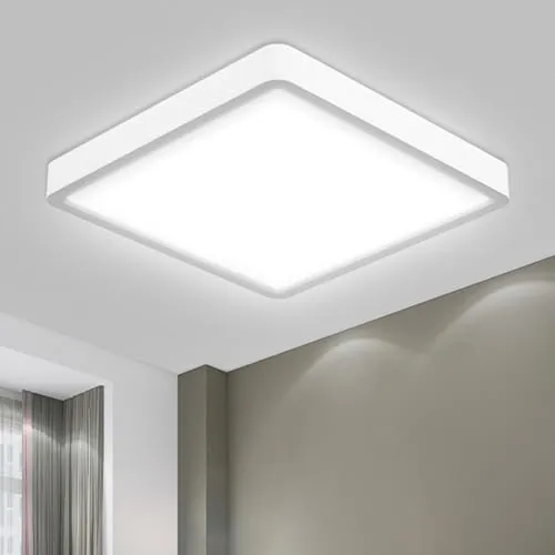 LQWELL® Deckenleuchte LED Deckenlampe, IP44 Wasserfest Badlampe Quadrat Flach 18W 6000K 1980LM Modern Schlicht Lampe Dünn für Wohnzimmer Badezimmer Schlafzimmer Küche Flur Keller Büro, 220 * 24mm