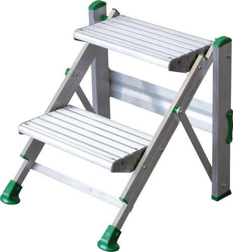 Facal Klapptritt Plio PO-2 - Aluminium Klapptreppe mit 2 Stufen - Leiter für sicheres Arbeiten bis 150 kg, mit extra großen Anti-Rutsch-Stufen und 2,42 m maximaler Arbeitshöhe. Platzsparend klappbar und ideal für Zuhause oder im Büro.