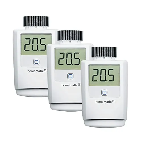 eQ-3 Homematic IP Heizkörperthermostat Set HMIP-eTRV-2 - Thermostate für Smart Home, sparen bis zu 33 % Heizkosten mit individuellen Temperaturverläufen und komfortabler App-Steuerung.