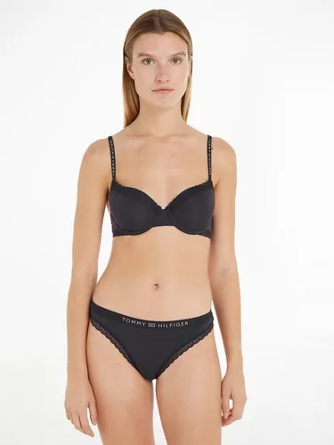 Tommy Hilfiger Damen Demi-Cups BH mit Spitzen-Details, Schwarz - Funktionsunterwäsche mit femininen Spitzen-Details und verstellbaren Trägern für perfekten Sitz und Komfort.