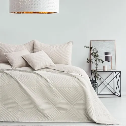 RESTILO Tagesdecke 170x270 cm Creme Hellbeige - Zweiseitige Ultrasonic Steppung, pflegeleicht und vielseitig einsetzbar als Bettüberwurf, Sofadecke oder Picknickdecke. Ideal für jedes Zuhause und ein perfektes Geschenk!