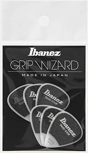 IBANEZ Grip Wizard Series Sand Grip Flat Pick - weiß 6 Stück (PPA14MSG-WH), 13.2 x 12.4 x 1 cm