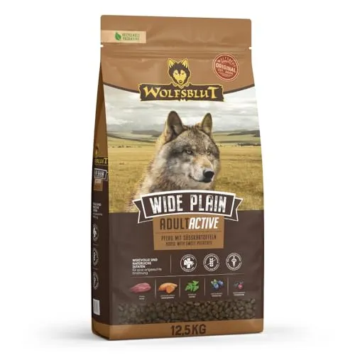 Wolfsblut Wide Plain Active 12,5 kg - Getreidefreies Hundefutter - Hundefutter ohne Getreide, ideal für Allergiker. Hauptbestandteil ist hochwertiges Pferdefleisch aus Weidehaltung, frei von künstlichen Zusatzstoffen und besonders schmackhaft.
