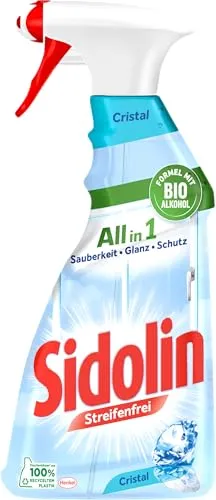 Sidolin Streifenfrei All in 1 Cristal (500 ml) – Glasreiniger für perfekten Glanz - Sidolin All in 1 sorgt für streifenfreien Glanz und perfekte Sauberkeit. Mit innovativer Formel und nachhaltiger Flasche aus 100% recyceltem Plastik – für eine umweltfreundliche Reinigung.