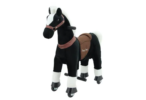 Sweety Toys 7318 Reittier Pferd BLACKY - Baby- & Kleinkindspielzeug, stabiler Bau mit hochwertigen Rollen und Pedalen, ideal für Kinder von 3 bis 6 Jahren, sicher bis 30 kg.