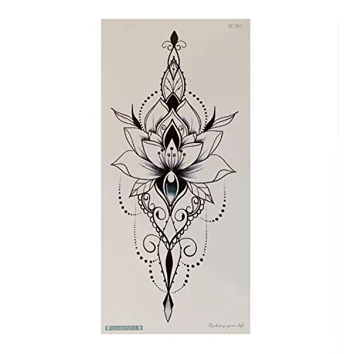 XL Lotus Tattoo -Türkiser Stein - Temporary Body Tattoo - QC911 (2) 2 x