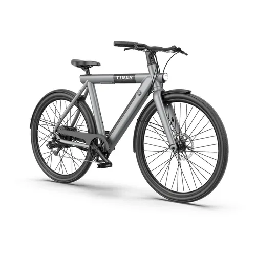 TIGER E-Bike 28" Zoll - 9,6Ah 346 Wh - E-City Bike für Herren, aus Aluminium, mit mechanischen Scheibenbremsen. Hohe Tragkraft und strapazierfähig, ideal für jedes Wetter.
