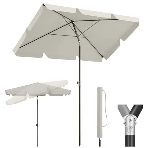 Sekey Sonnenschirm Balkon 2-in-1 SET 200x125 cm - Rechteckiger Sonnenschirm für Balkon oder Terrasse mit UPF 50+ Schutz. Stabiler 6-Stahlrahmen und wasserfeste Schutzhülle bieten idealen Komfort im Freien.
