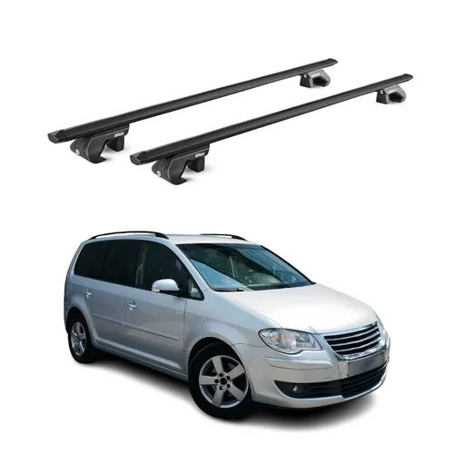 Alu Dachträger für VW Touran 1T 5T 2003-2025 - Hochwertiger Aluminium-Dachträger in Schwarz, aerodynamisches Design für Komfort und Sicherheit, ideal für vielseitige Nutzung mit Fahrradträgern und Dachkoffern.