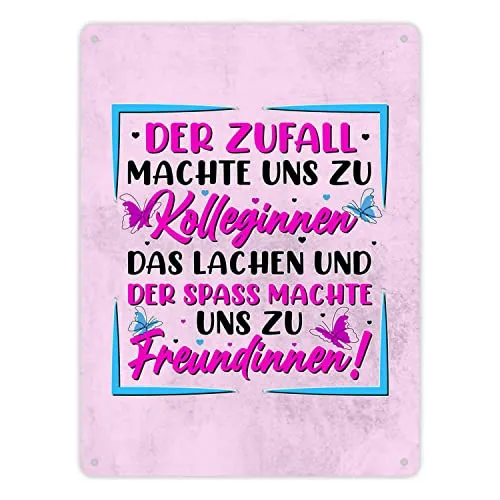 Der Zufall machte uns zu Kolleginnen Metallschild XL in 21x28 cm mit Spruch zum Thema Freundschaft perfekt zum Geburtstag oder Abschied schenken Freundin Schild Freundinnen