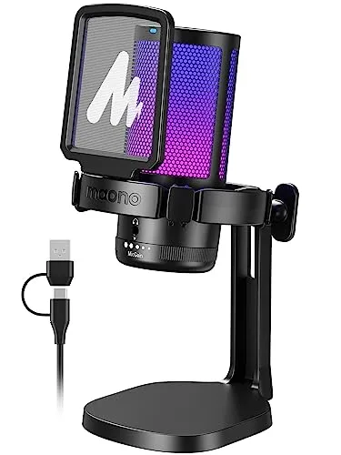 MAONO USB Gaming Mikrofon DGM20 mit Rauschunterdrückung - Hochwertiges USB Gaming Mikrofon mit effektiver Rauschunterdrückung und RGB-Beleuchtung für ein immersives Streaming-Erlebnis. Plug and Play für PC, Mac und mehr.