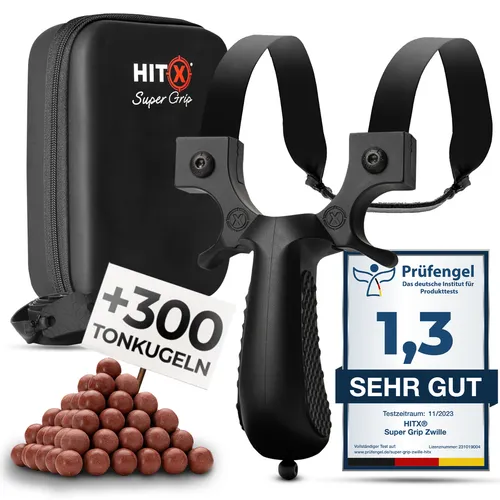 HITX Steinschleuder Zwille mit Gummibänder und 300 Tonkugeln Slingshot Schleuder