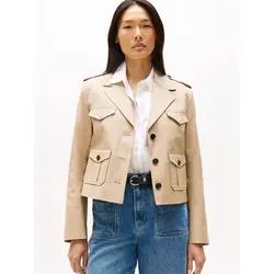 Kurzblazer TOMMY HILFIGER "COTTON REGULAR LADY JACKET" - Damen Business-Mode in Beige, aus 100% Baumwolle, ideal für Beruf und formelle Anlässe. Mit praktischen Knopftaschen und leichtem Webstoff für optimalen Tragekomfort.