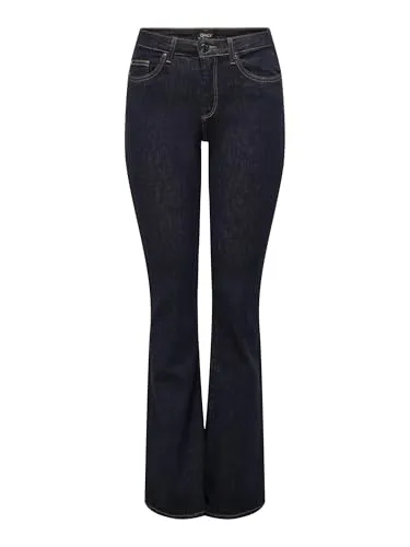 ONLY Female Flared Fit Jeans ONLBLUSH - Stylische Flared Jeans mit mittlerer Taille, Knopfleiste und bequemer Passform. Ideal für einen trendigen Look und vielseitig kombinierbar.
