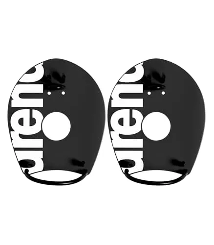 Arena Elite Handpaddel Black-White XS - Handpaddel für Schwimmer mit flachem Design zur Verbesserung der Schlagtechnik. Sicherheitsrand verringert Verletzungsrisiko, mehrere Gurtpositionen für optimale Passform.