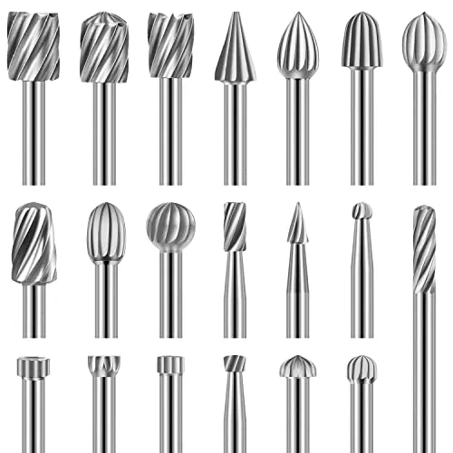 Holzschnitzerei Bohrer Set für Rotary Tool – 20 Stück HSS-Drehfräser-Set - Bohrersets für präzise Holzarbeiten, hergestellt aus hochwertigem Hochgeschwindigkeitsstahl für exakte Schnitte und lange Lebensdauer. Ideal für Profis und Heimwerker.