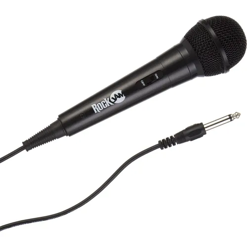 RockJam Karaoke Mikrofon Wired Unidirectional Dynamic - Hochwertiges kabelgebundenes Mikrofon für Karaoke und Live-Events. Leicht und handlich, mit 3 Meter Kabel für flexible Nutzung. Ideal für klare Tonübertragung ohne Verzerrung.