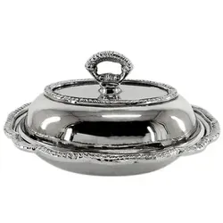 Casa Padrino Jugendstil Schale mit Deckel – Elegantes Serviertablett in Silber - Ovale Schale mit Deckel aus vernickeltem Messing. Ideal für stilvolle Präsentationen. Pflegeleicht und langlebig – ein Highlight für Gastronomie und Zuhause.