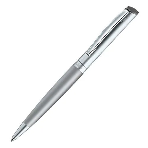 stempel-fabrik – Stempel-Kugelschreiber Heri Diagonal Color 6001 Custom mit Wunschtext personalisieren – 2in1 Kugelschreiber mit selbstfärbendem Taschenstempel (33 x 8 mm | 3 Zeilen | Hellgrau)