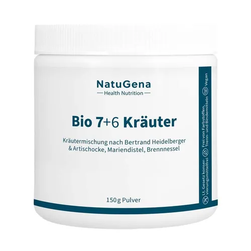 NatuGena Bio 7+6 Kräuter Pulver - Pflanzliches Ergänzungsmittel mit der einzigartigen Heidelberger-7-Kräuterformel plus 6 zusätzlichen Kräutern für Ihr Wohlbefinden. Ideal zur individuellen Dosierung und aus organisch-biologischem Anbau.