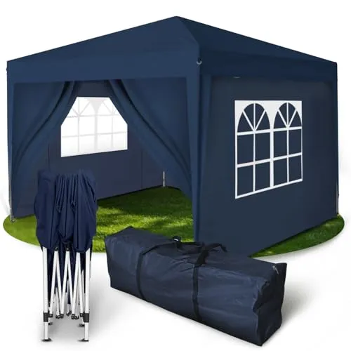 Kronenburg Faltpavillon 2x2 m - Wasserdicht mit UV Schutz 50+ - Gartenlauben: 100 % wasserdicht mit versiegelten Nähten und UV-Schutz, ideal für Gartenfeiern. Inklusive 4 Seitenteilen für optimalen Schutz und Privatsphäre.