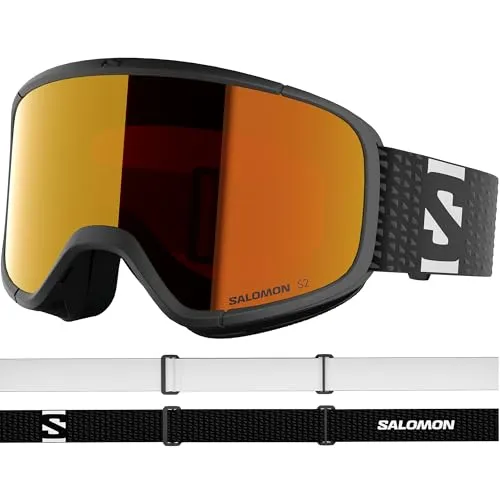 SALOMON Ski- und Snowboardbrille LUMI - Ki., black - Wintersport-Brillen mit UV-Schutz und Anti-Beschlag-Beschichtung, ideal für junge Skifahrer und Snowboarder.