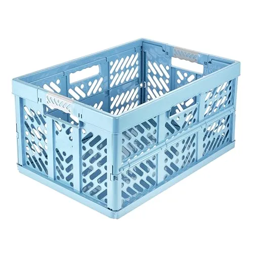 keeeper ben Stabile Profi-Klappbox 45 l - Eco Sky Blue - Aufbewahrungsboxen mit Soft-Touch Griffen für einfachen Transport und maximale Tragkraft von 50 kg. Ideal zum sicheren Verstauen von schweren Gegenständen. Schnell zusammenklappbar und aus hochwertigem Kunststoff gefertigt.