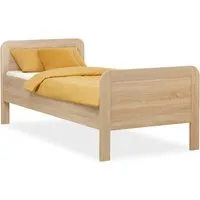 Homestyle4u Komfortbett 100x200, Seniorenbett mit Komforthöhe - Betten in Eichenholzoptik, ideal für Senioren mit Komforthöhe für leichtes Ein- und Aussteigen. Flexibel durch verstellbare Einlegetiefen und stabiler Aufbau – Ihr komfortabler Schlafplatz!