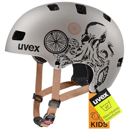 uvex Kid 3 cc - robuster Kinder-Helm für Kinder - individuelle Größenanpassung - optimierte Belüftung - Oak Brown-Octopus matt - 51-55 cm