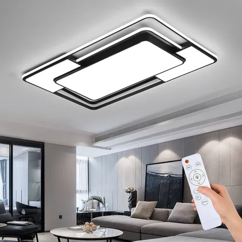 style home LED Deckenleuchte 150W mit Fernbedienung - Moderne Metall-Deckenlampe in Schwarz, dimmbar und mit warm- bis kaltweißem Licht (3000K-6000K). Ideal für Wohnzimmer und Schlafzimmer, sorgt für stimmungsvolles Licht.
