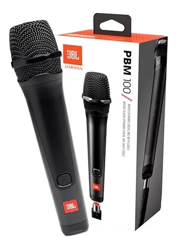 JBL PBM 100 – Dynamisches Gesangsmikrofon für Karaoke - Zubehör für die JBL Party-Box, ideal für unvergessliche Karaokepartys mit Kardioid-Richtcharakteristik für klaren Sound und minimale Umgebungsgeräusche.
