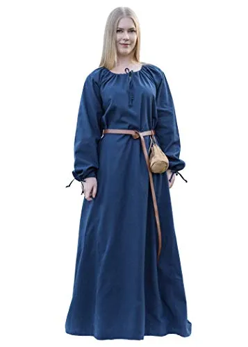 Battle-Merchant Mittelalter Kleid Ana Damen | Wikinger Kostüm | LARP Gewandung - Kostüm-Outfits für Erwachsene, hochwertiges Baumwollkleid für authentische Mittelalterdarstellungen, ideal für Märkte, Fasching und LARP.